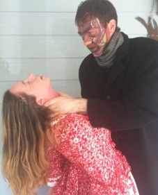 Frankenstein's monster murdering his wife.